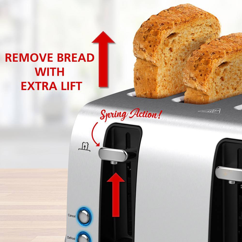 Brentwood Select Extra Wide 4 Slot Stainless Steel Toaster in Silver