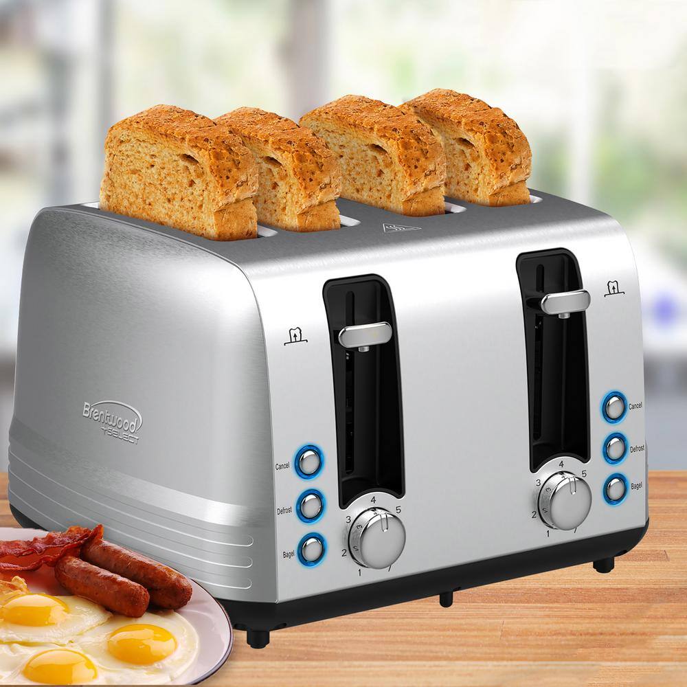 Brentwood Select Extra Wide 4 Slot Stainless Steel Toaster in Silver