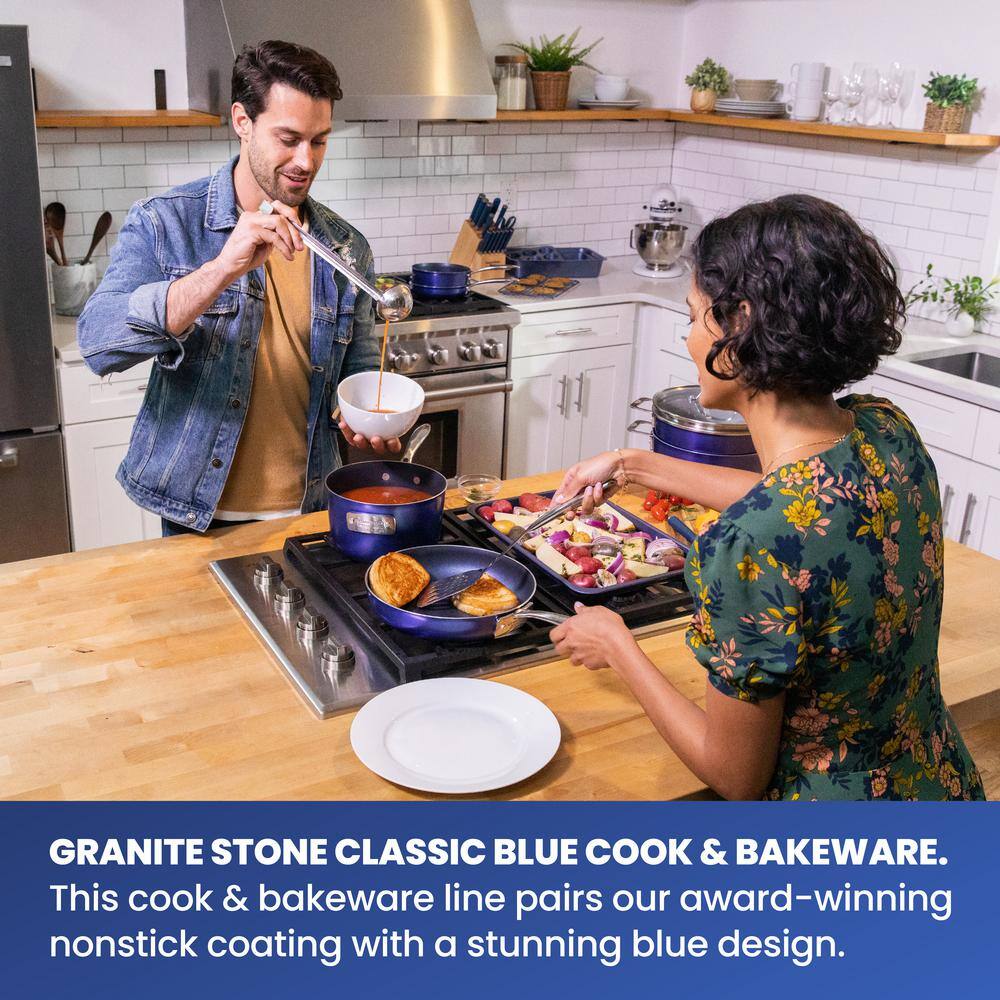 GRANITESTONE Classic Blue 15-Piece Aluminum Ultra-Durable Non-Stick Diamond Infused Cookware and Bakeware Set