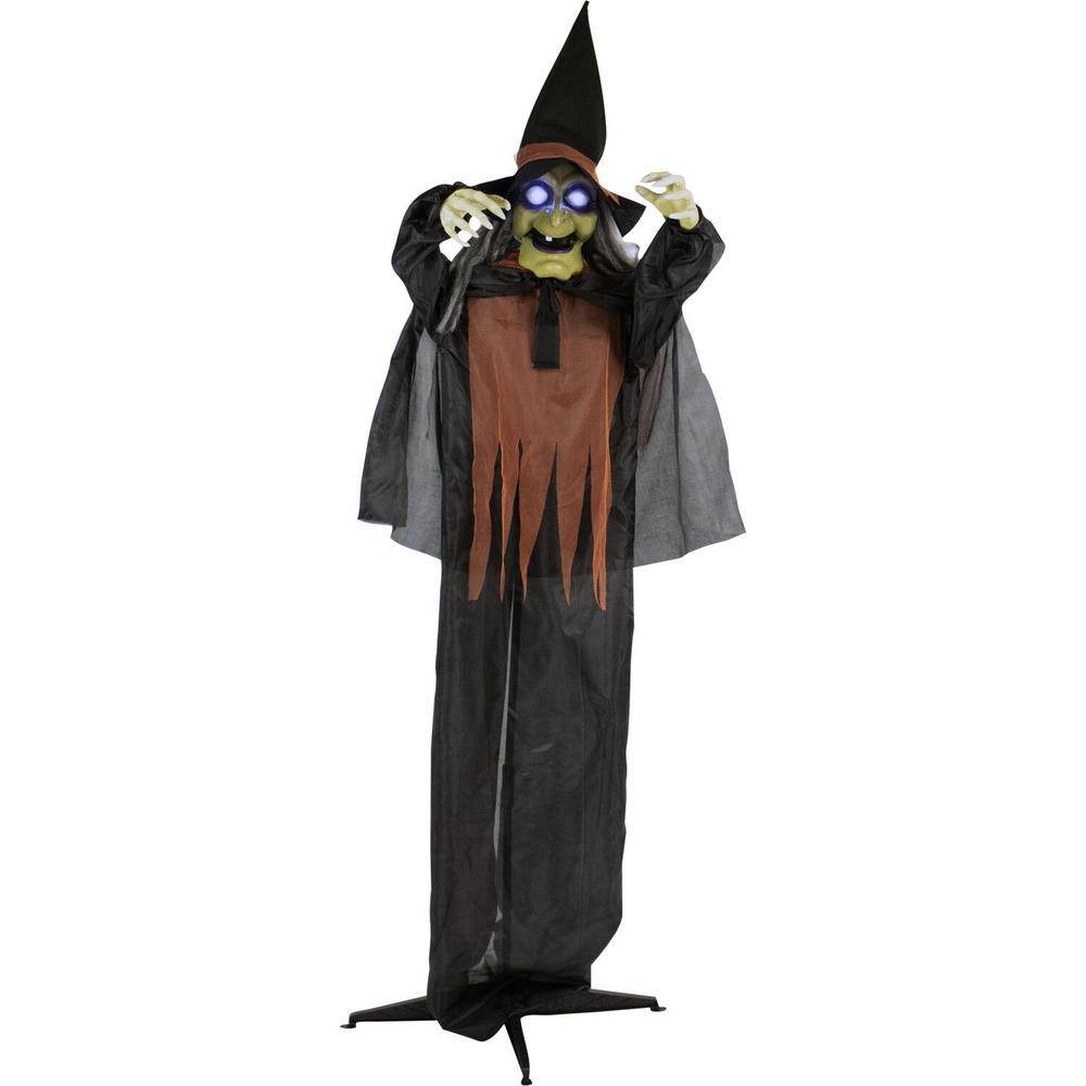 Haunted Hill Farm 67 in. Touch Activated Animatronic Witches, Light-up Eyes, Poseable, Battery-Operated