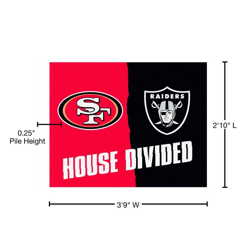 TrafficMaster NFL 49ers / Raiders Red House Divided 3 ft. x 4 ft. Area Rug