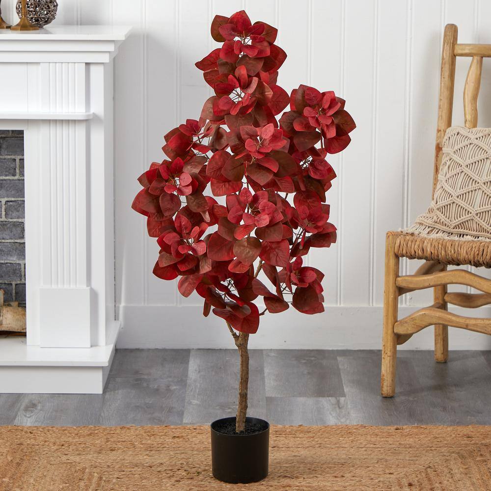 Nearly Natural 4 ft. Orange Autumn Pomegranate Artificial Tree