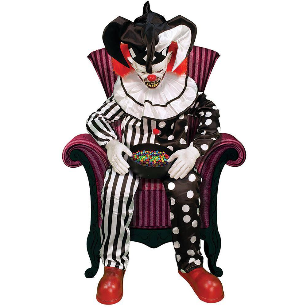 Haunted Hill Farm Hartley the Sitting Scare Clown by Tekky, Premium Talking Halloween Animatronic, Plug-In or Battery