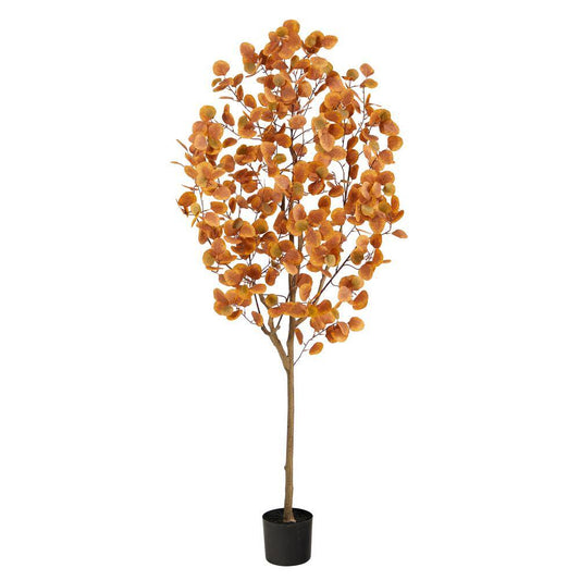 Nearly Natural 6 ft. Orange Autumn Eucalyptus Artificial Tree