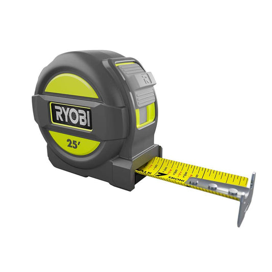 RYOBI  25 ft. Tape Measure with Overmold and Wireform Belt Clip (2-Pack)