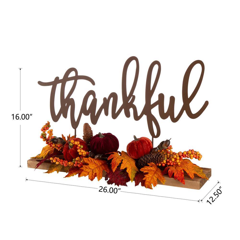 Glitzhome 24 in. L Harvest Metal Sign Floral/Center Piece