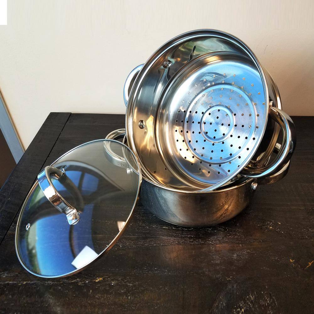 Oster Hali 3 qt. Stainless Steel Stovetop Steamers with Glass Lid