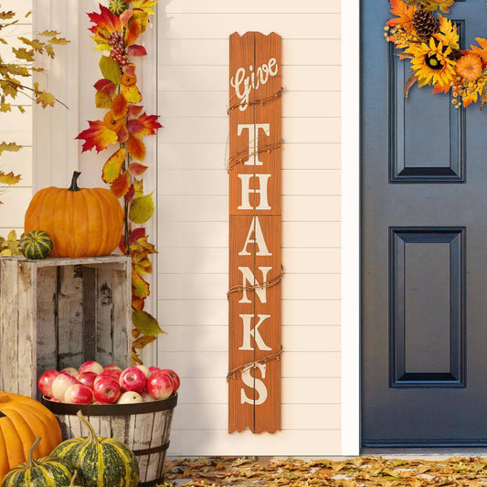 Glitzhome 51.57 in. H Wooden Give Thanks Porch Sign (KD)