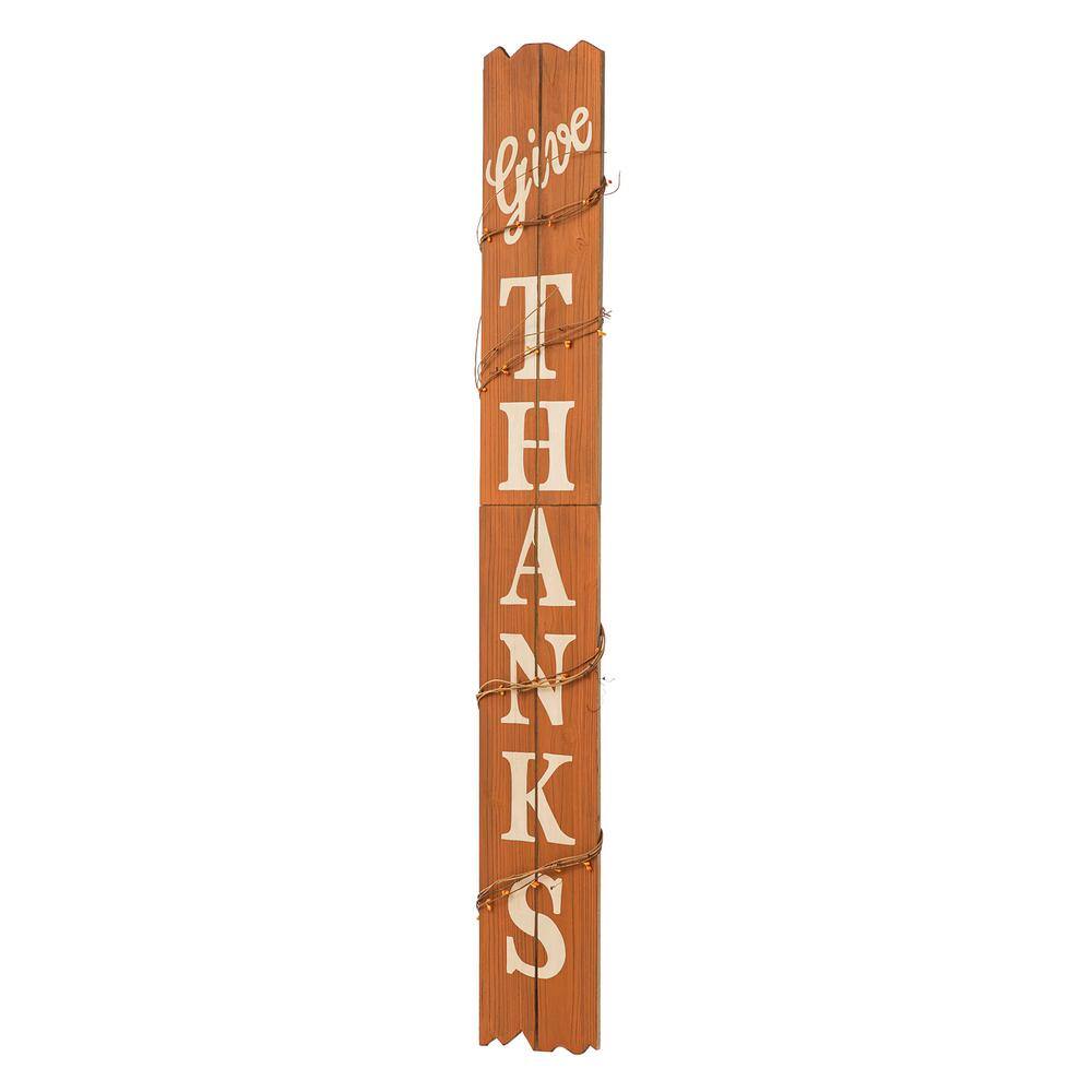 Glitzhome 51.57 in. H Wooden Give Thanks Porch Sign (KD)