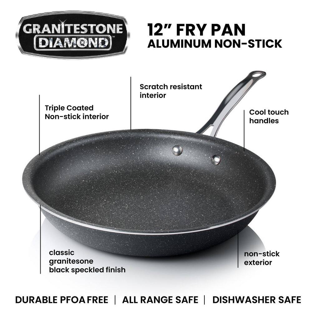 GRANITESTONE 12 in. Aluminum Ultra-Durable Non-Stick Diamond Infused Round Fry Pan