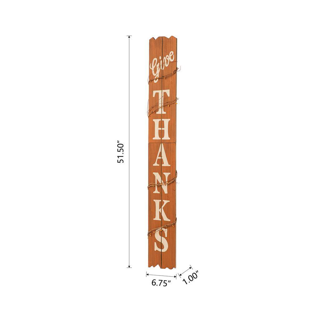 Glitzhome 51.57 in. H Wooden Give Thanks Porch Sign (KD)