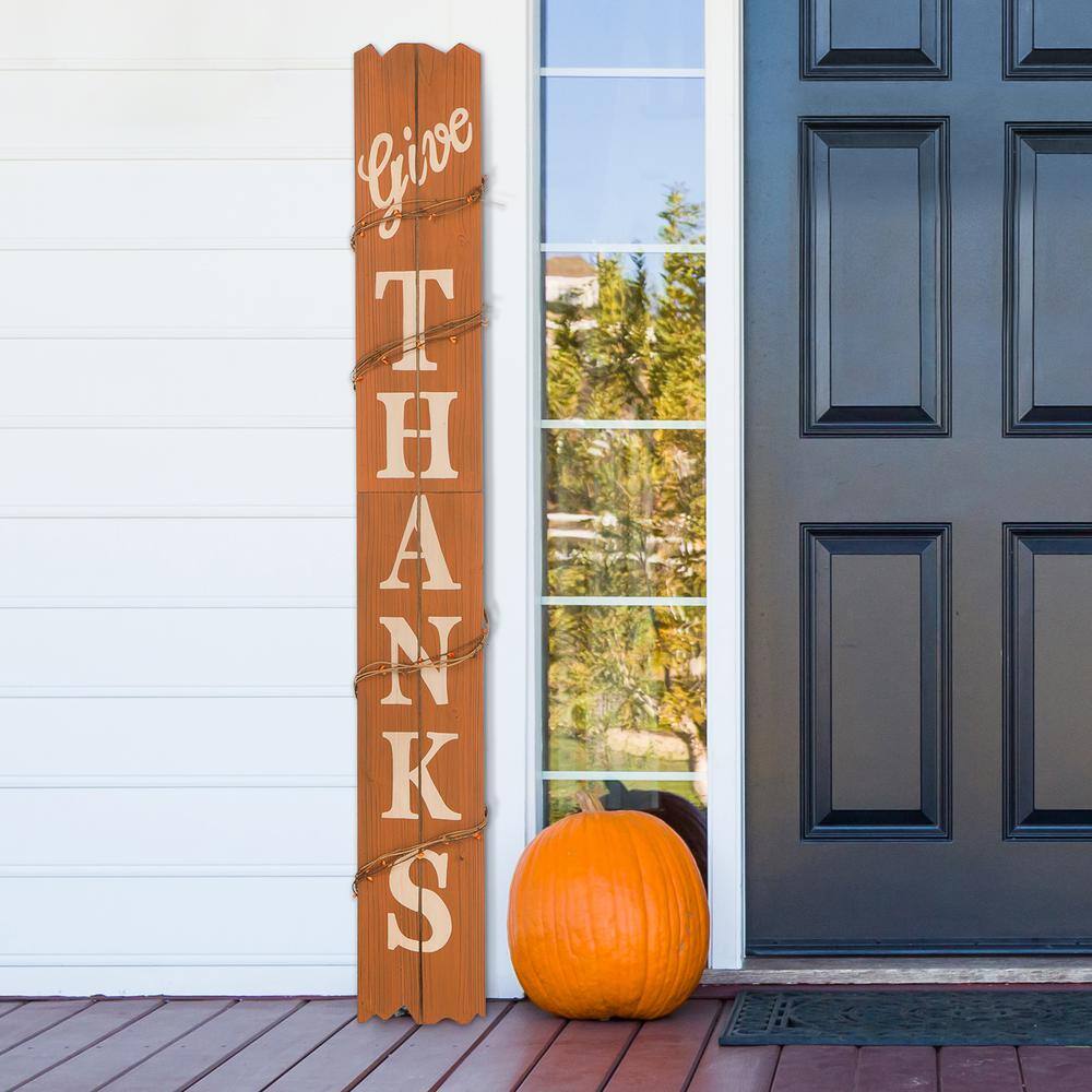 Glitzhome 51.57 in. H Wooden Give Thanks Porch Sign (KD)