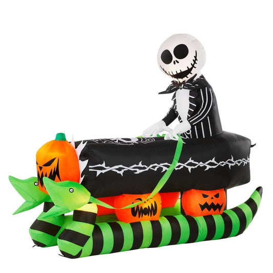 Disney 6.5 ft. LED Jack Skellington on Coffin Sleigh Inflatable