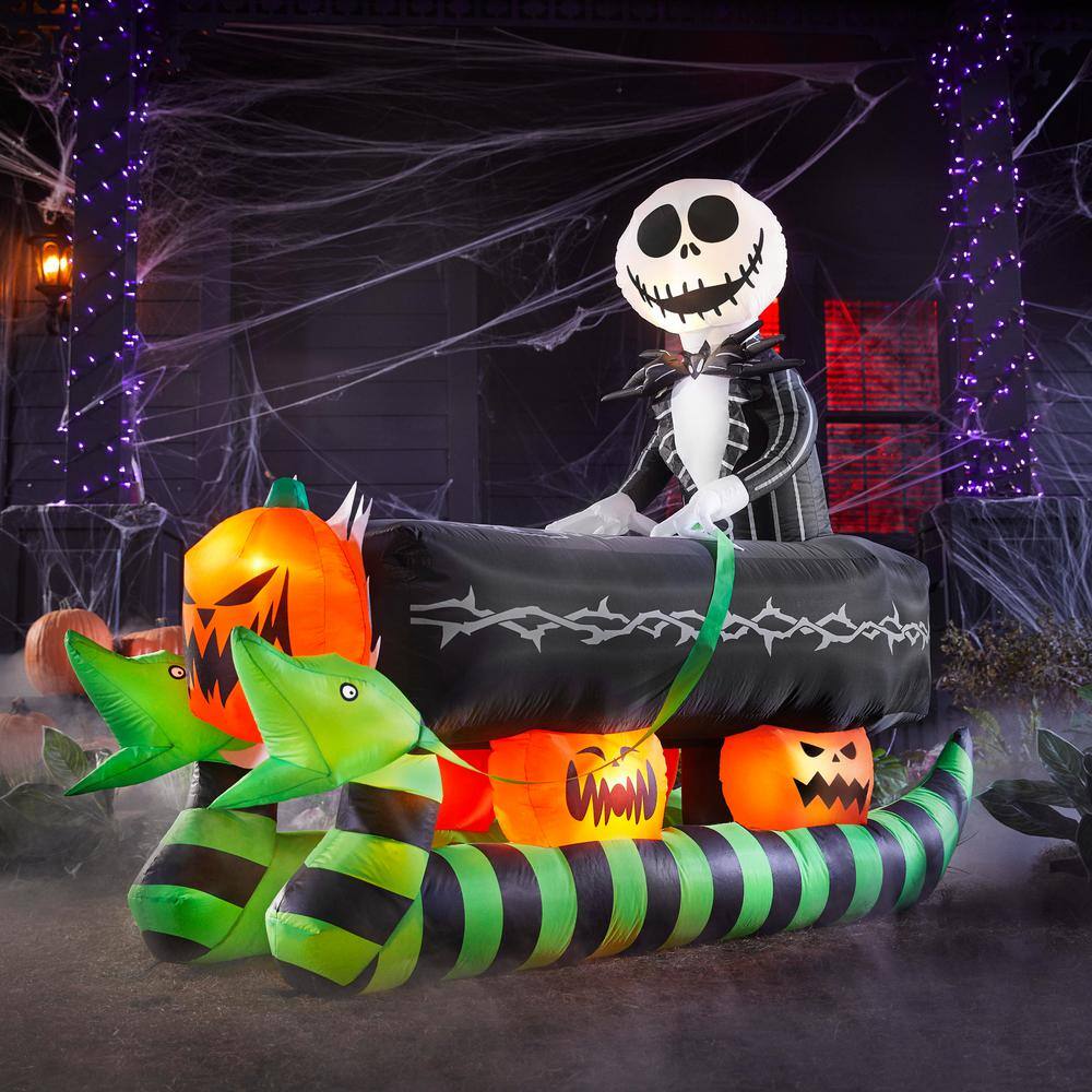 Disney 6.5 ft. LED Jack Skellington on Coffin Sleigh Inflatable