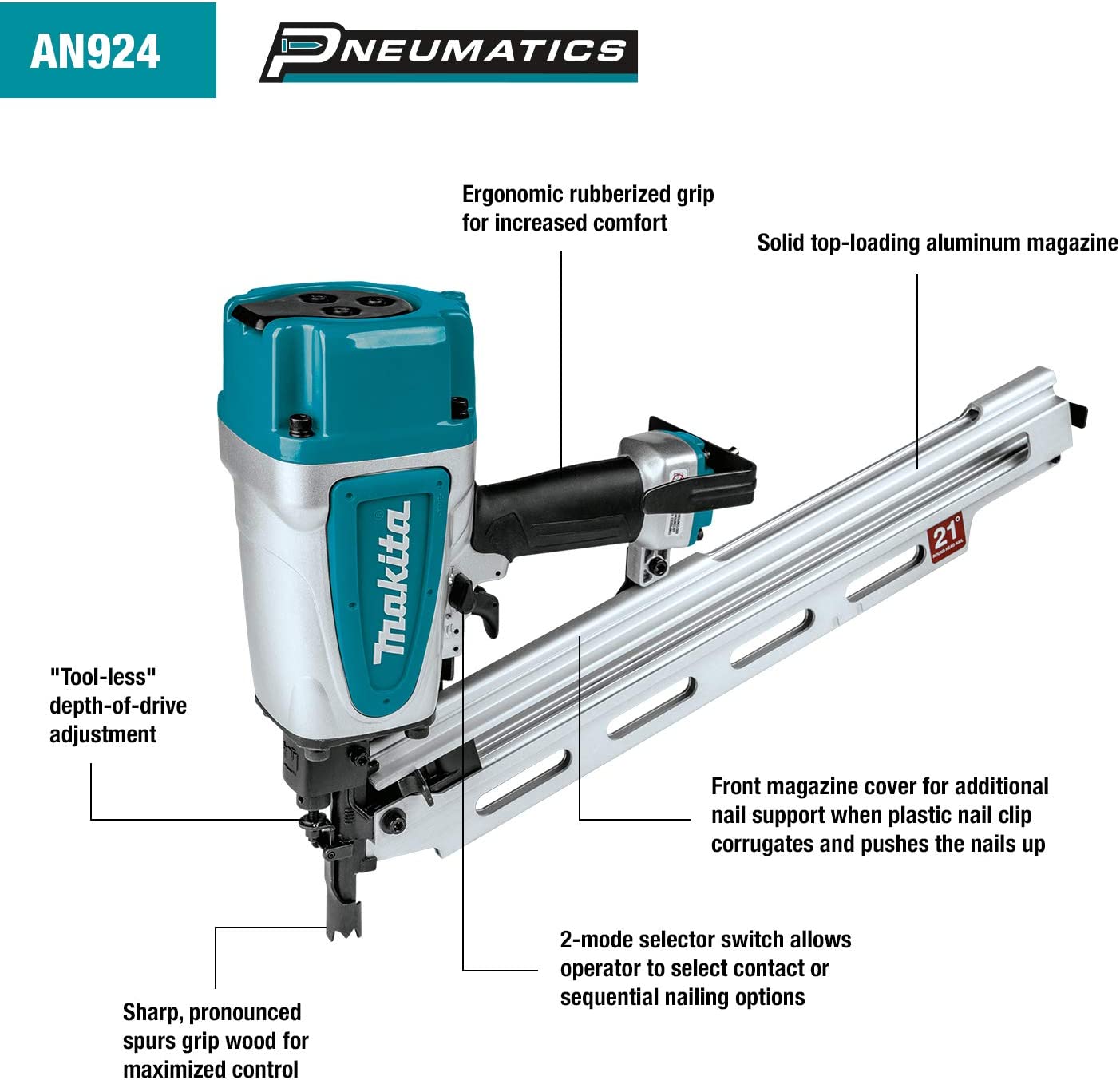 Makita  3-1/2 in. 21° Pneumatic Full Round Head Framing Nailer