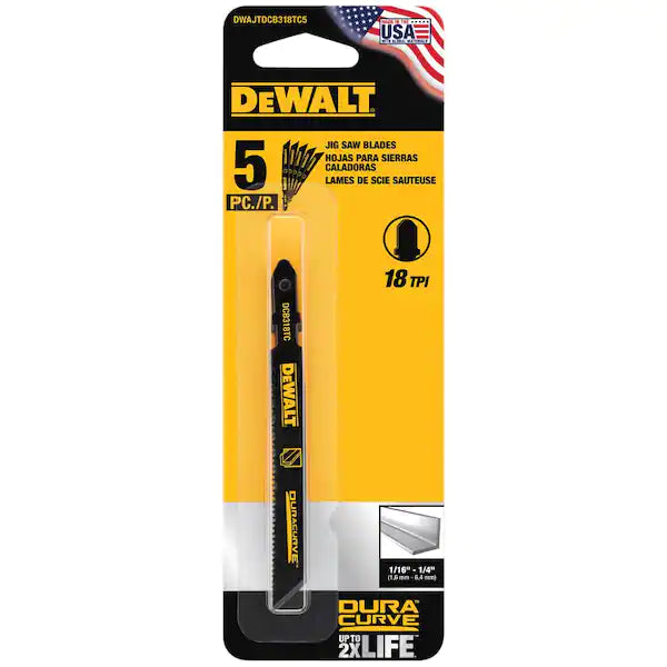 DEWALT  3-5/8 in. 18 TPI T-Shank Medium Metal Cutting Jig Saw Blade (5-Pack)