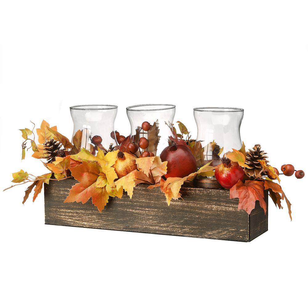 National Tree Company 24 in. Maple Leaves Candleholder Centerpiece