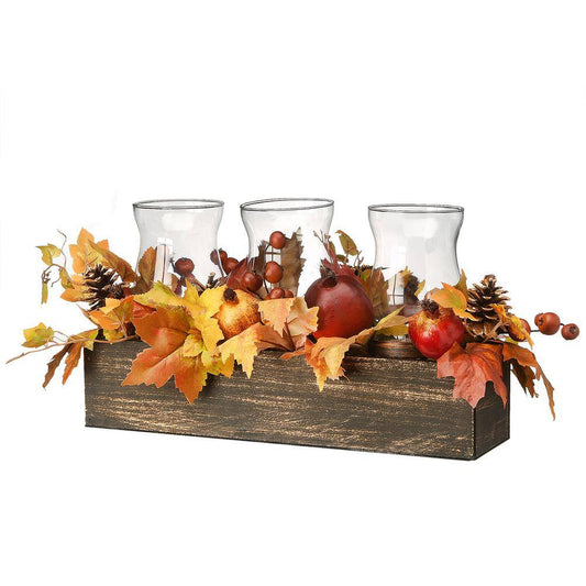 National Tree Company 24 in. Maple Leaves Candleholder Centerpiece