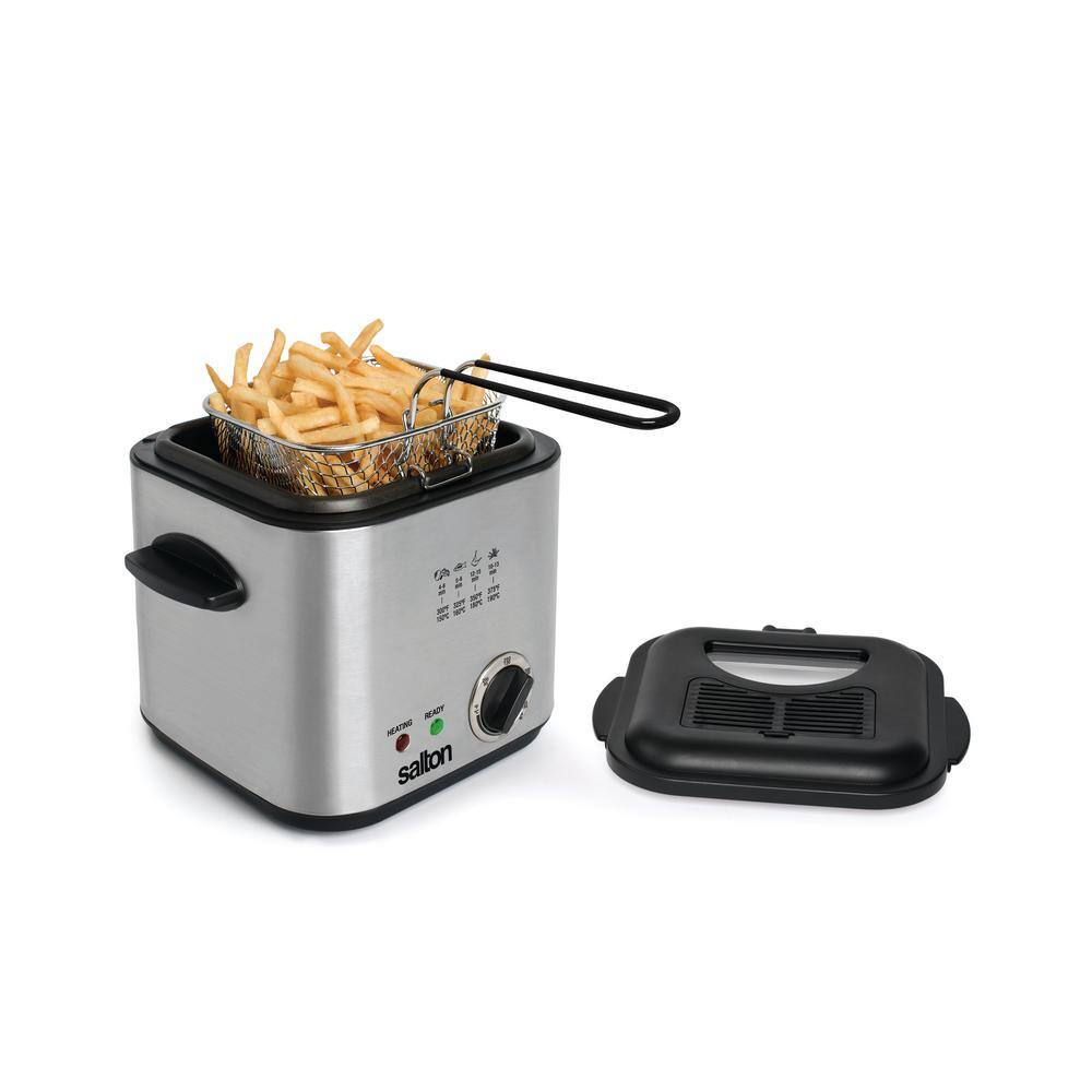 Salton 1 qt. Stainless Steel Compact Easy Clean Deep Fryer with Adjustable Temperature Control