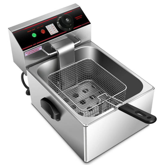 Costway 6.3 qt. Silver Deep Fryer with Multiple Safety