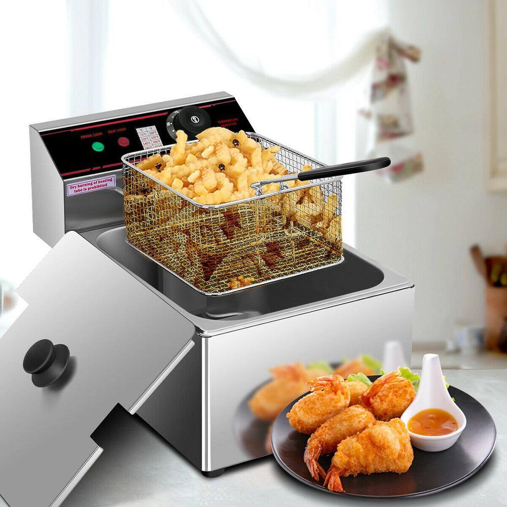 Costway 6.3 qt. Silver Deep Fryer with Multiple Safety