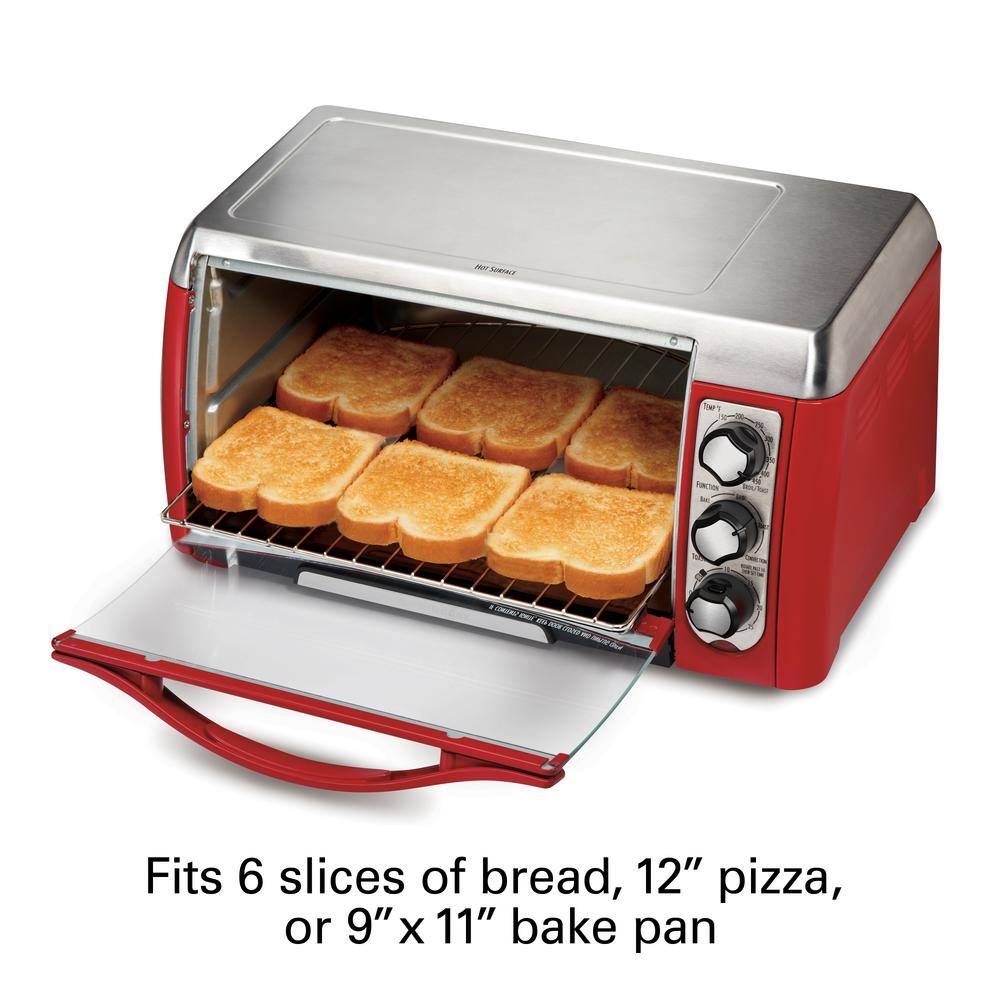 Hamilton Beach 1400-Watt 6-Slice Red Toaster Oven