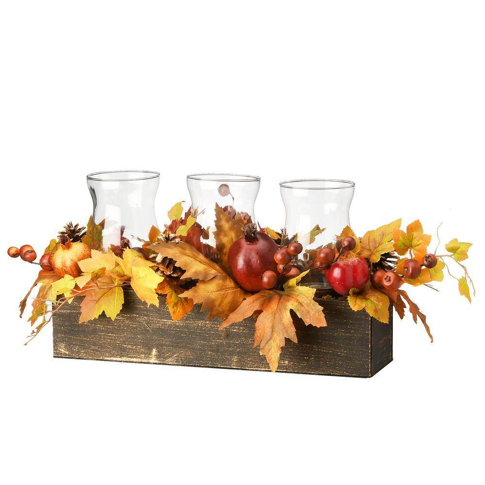 National Tree Company 24 in. Maple Leaves Candleholder Centerpiece