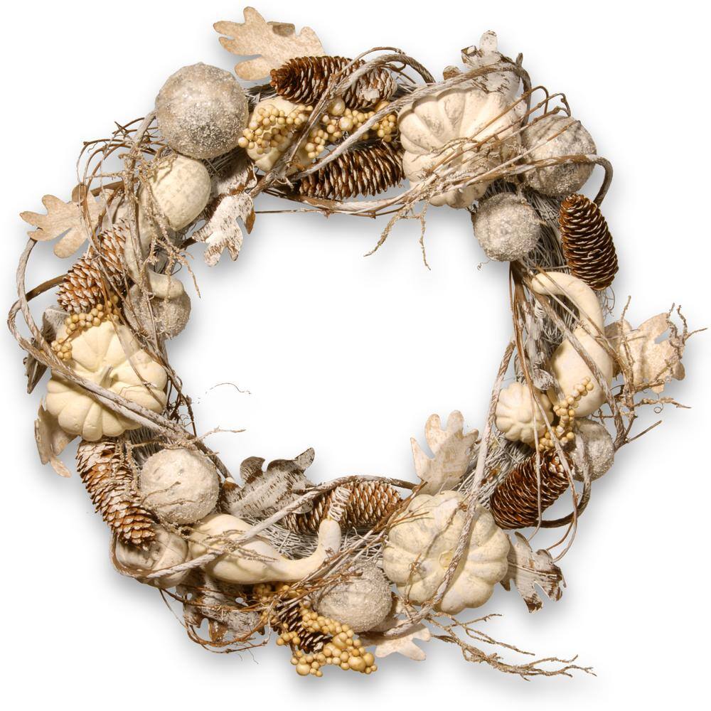 National Tree Company 20 in. Artificial White Pumpkin Wreath