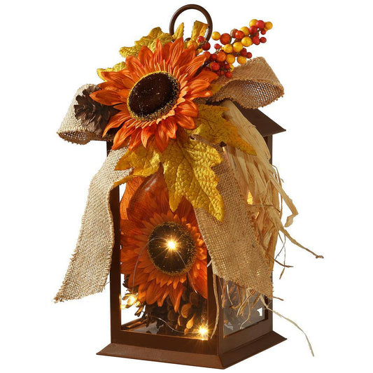 National Tree Company 12 in. Decorated Autumn Lantern with LED Lights