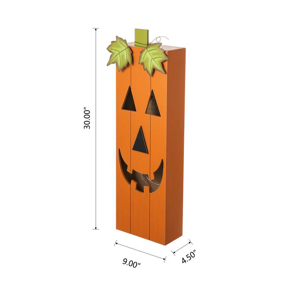 Glitzhome 30 in. H Lighted Halloween Yard Standing Decor Wooden Pumpkin Porch Decor