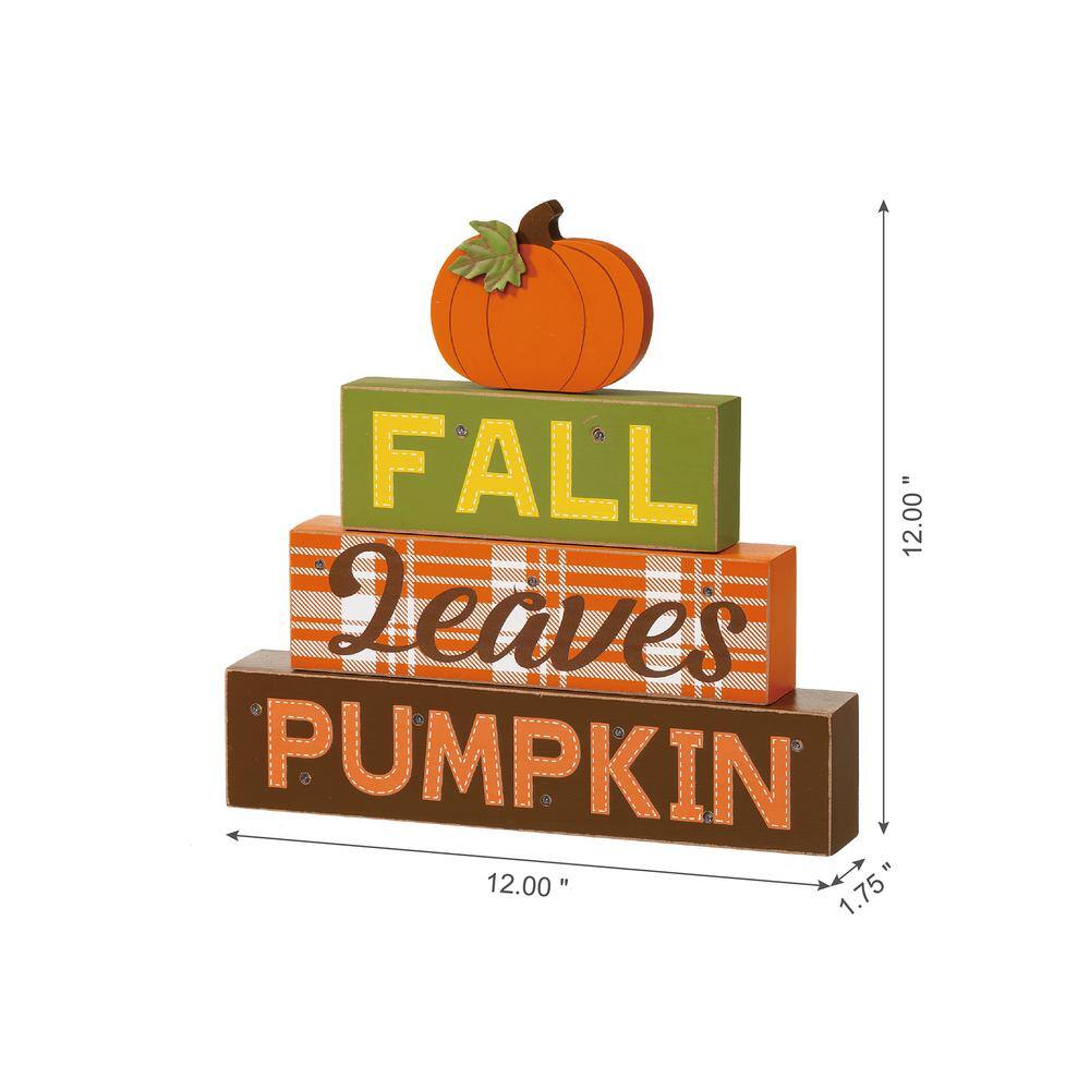 Glitzhome 12 in. H LED Lighted Fall Wooden Block Word Sign