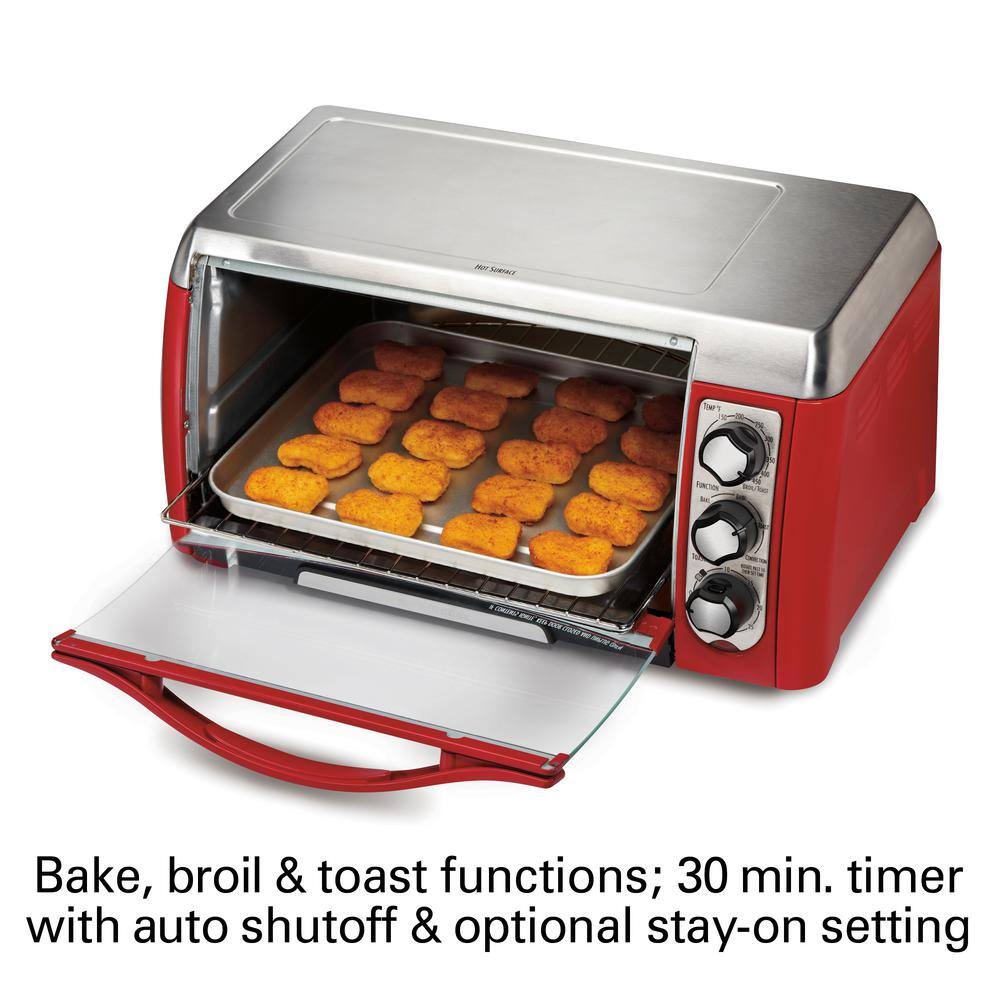 Hamilton Beach 1400-Watt 6-Slice Red Toaster Oven