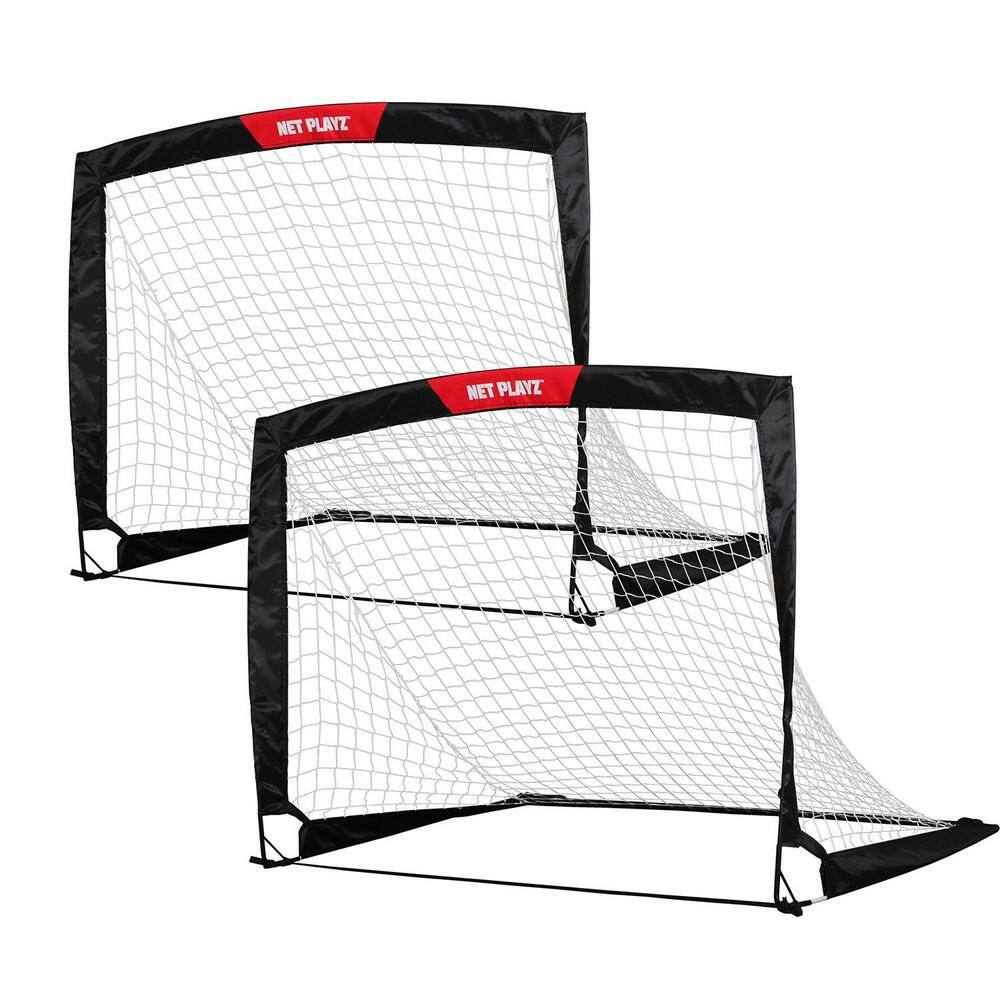 TRI GREAT USA Net Playz Soccer Goal 4 ft. x 3 ft. Easy Fold-Up Portable Training (Set of 2)