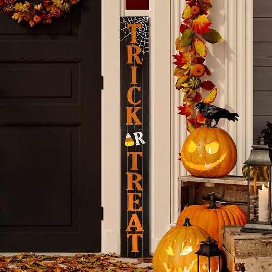 Glitzhome 59.68 in. H Wooden Trick Or Treat Porch Sign (KD)