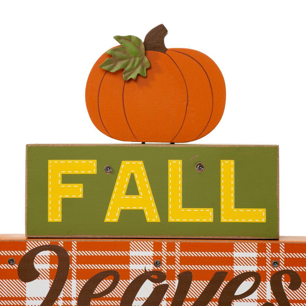 Glitzhome 12 in. H LED Lighted Fall Wooden Block Word Sign