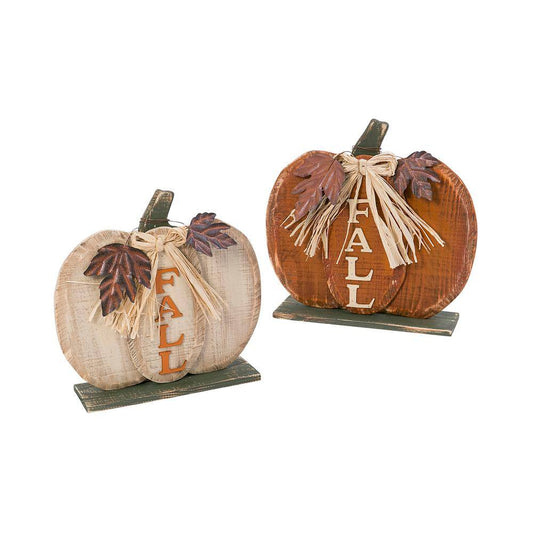 GERSON INTERNATIONAL 14 in. H Wood Harvest Pumpkin (Set of 2)