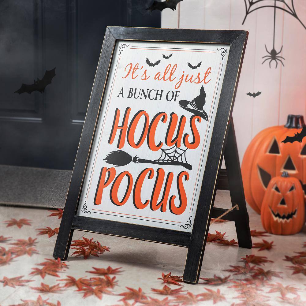 Glitzhome 24 in. H Halloween Wooden Sanding Easel Sign Decor or Hanging Decor (2-Function)