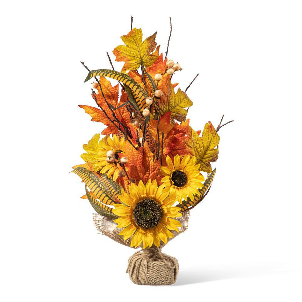 Glitzhome 3.5 ft. L Fall Sunflower Leaf Table Tree