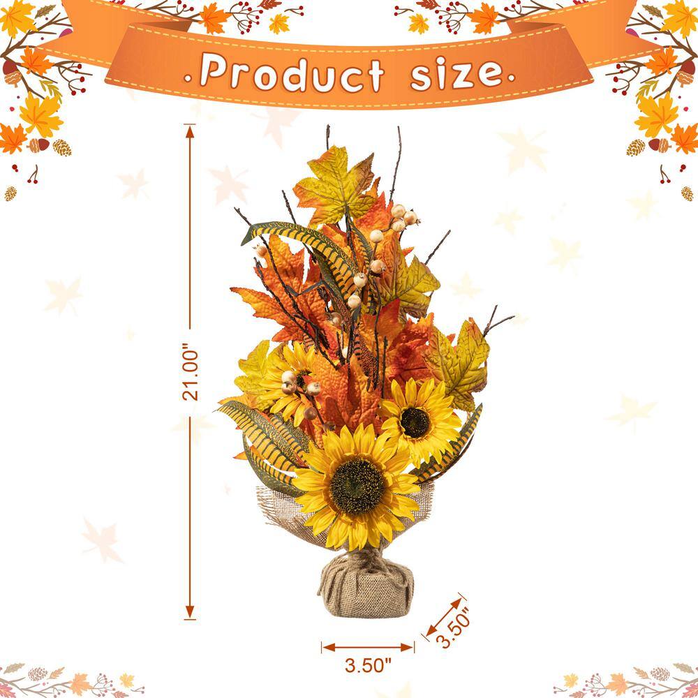 Glitzhome 3.5 ft. L Fall Sunflower Leaf Table Tree