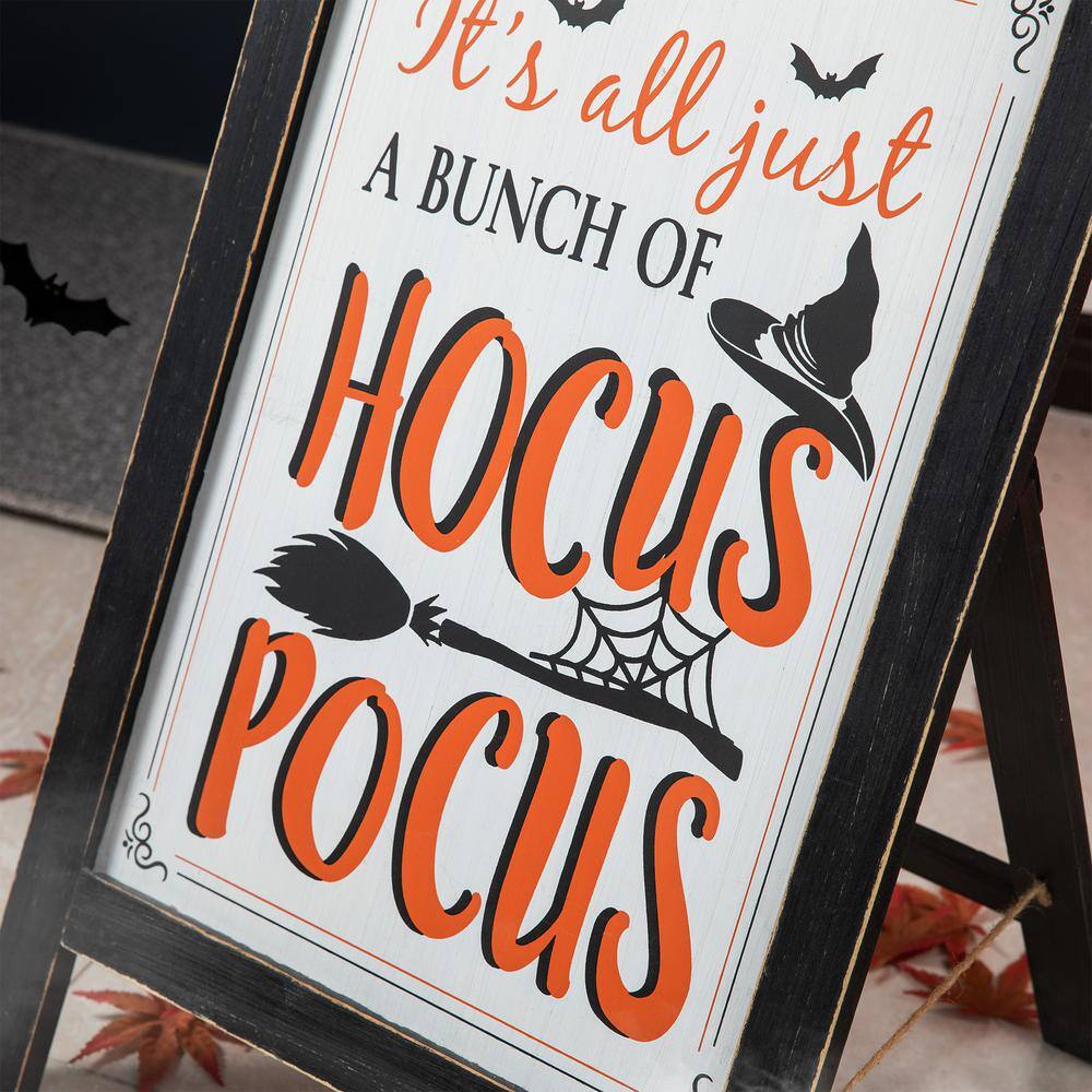 Glitzhome 24 in. H Halloween Wooden Sanding Easel Sign Decor or Hanging Decor (2-Function)