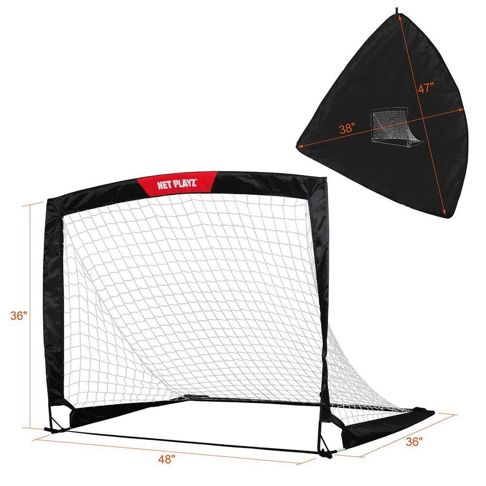 TRI GREAT USA Net Playz Soccer Goal 4 ft. x 3 ft. Easy Fold-Up Portable Training (Set of 2)