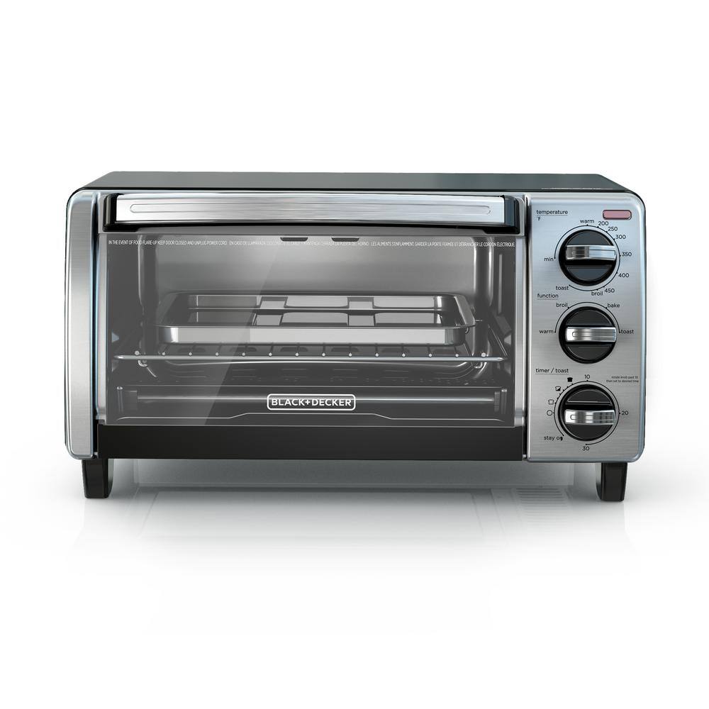 BLACK+DECKER 1150 W 4-Slice Stainless Steel Convection Toaster Oven with Built-In Timer