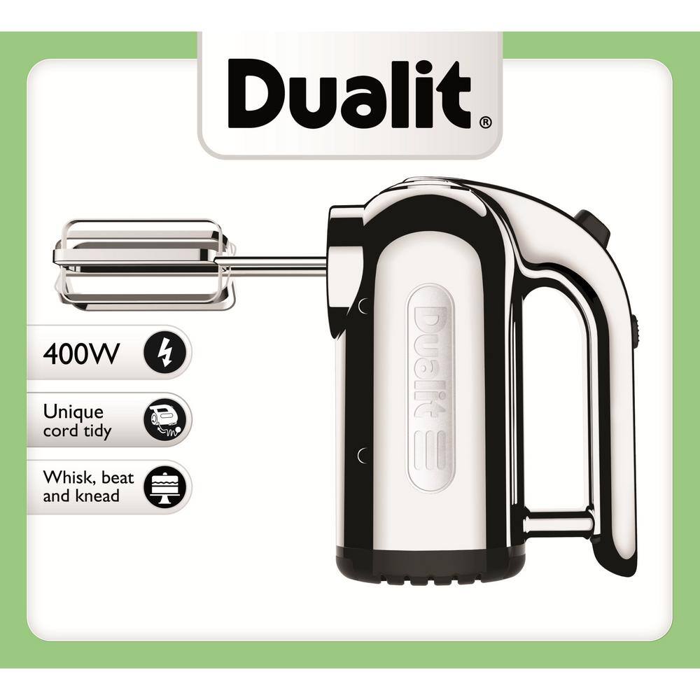 Dualit 4-Speed Black Chrome Hand Mixer with Retractable Cord