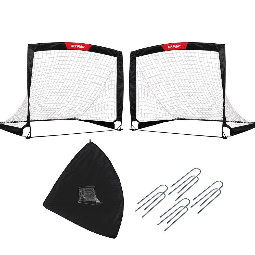 TRI GREAT USA Net Playz Soccer Goal 4 ft. x 3 ft. Easy Fold-Up Portable Training (Set of 2)