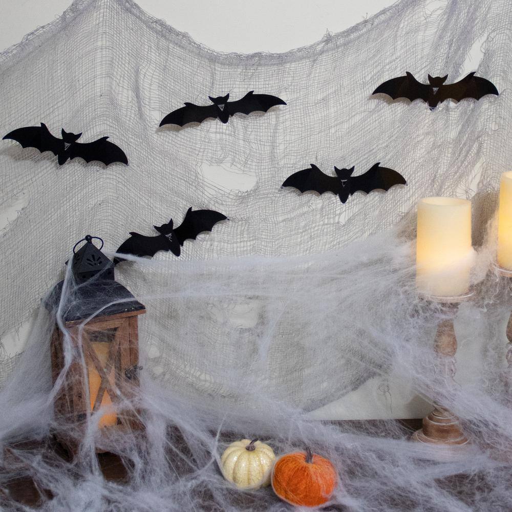 Northlight 118 in. Gray Gauze and Bats Halloween Decoration Kit