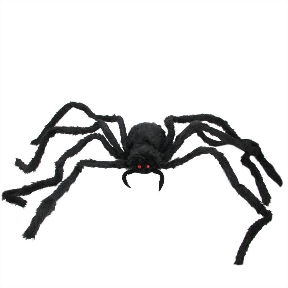 Northlight 18 in. H x 48 in. W Black Spider with LED Flashing Eyes Halloween Decoration