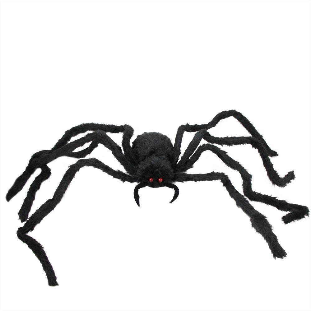 Northlight 18 in. H x 48 in. W Black Spider with LED Flashing Eyes Halloween Decoration