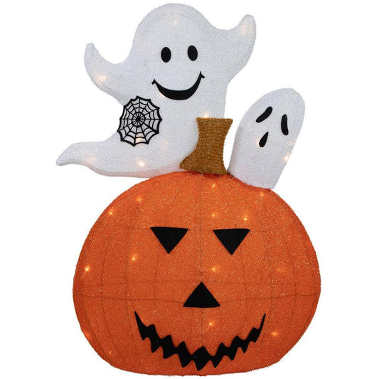 Northlight 27.5 in. LED Lighted Battery Operated Jack-O-Lantern and Ghosts Halloween Decoration