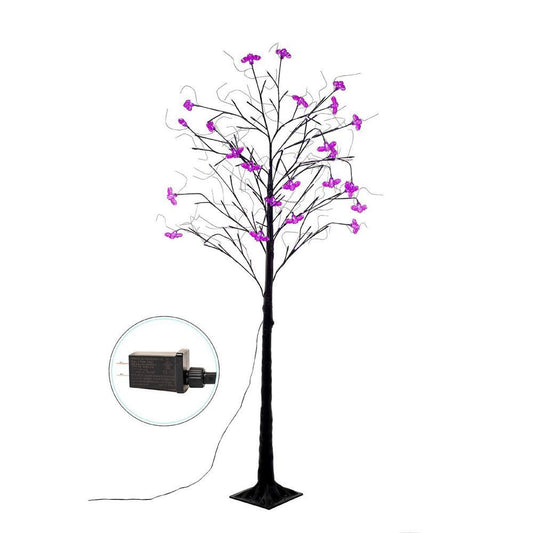 6 ft. Purple Bat LED Spooky Tree, Indoor Outdoor Halloween Decoration Yard Home Costumes Parties Haunted House Decor