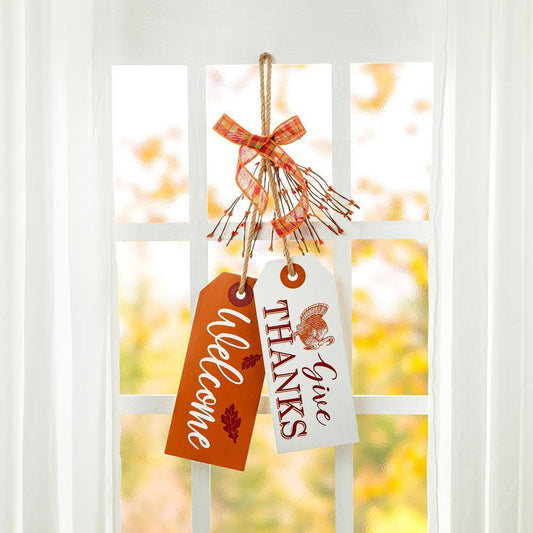 Glitzhome 24 in. H Thanksgiving Wooden "Give Thanks" Door Hanger